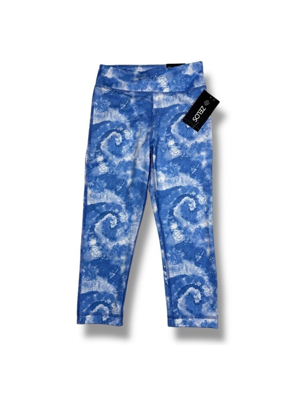Zelos Girl’s Tie-Dye Capri Leggings Blue Size Medium
